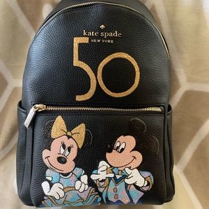 Custom Painted New Kate Spade Leather Backpack Disney 50th Mickey & Minnie Mouse